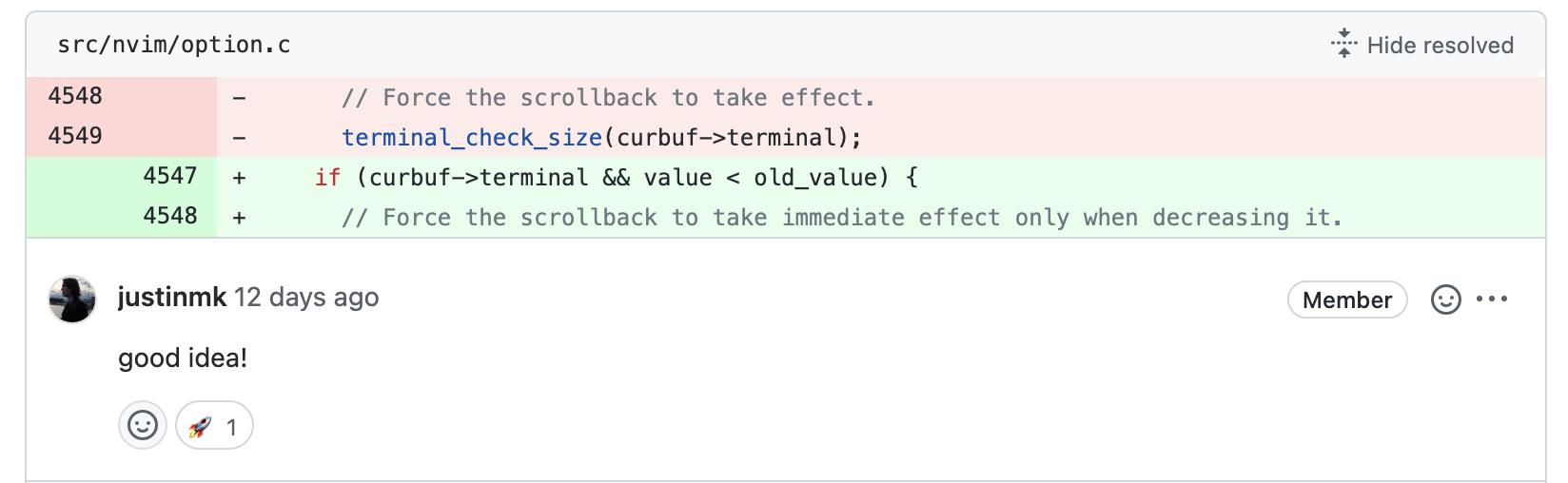 GitHub PR Comment for Code Review, Good Idea