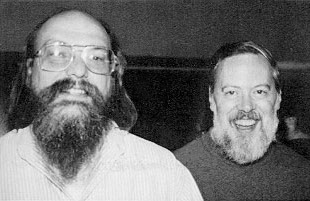 Ken Thompson (left) and Dennis Ritchie (right).