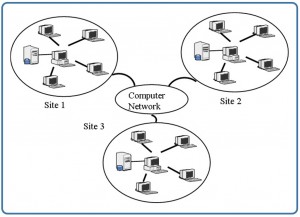 Figure 6.2. Example of a distributed database system.