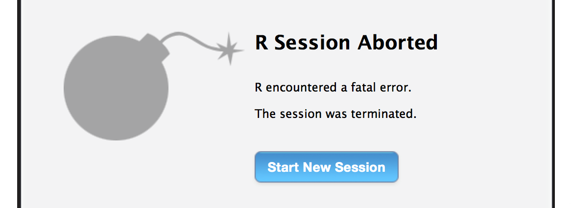 Aborted R Session error message