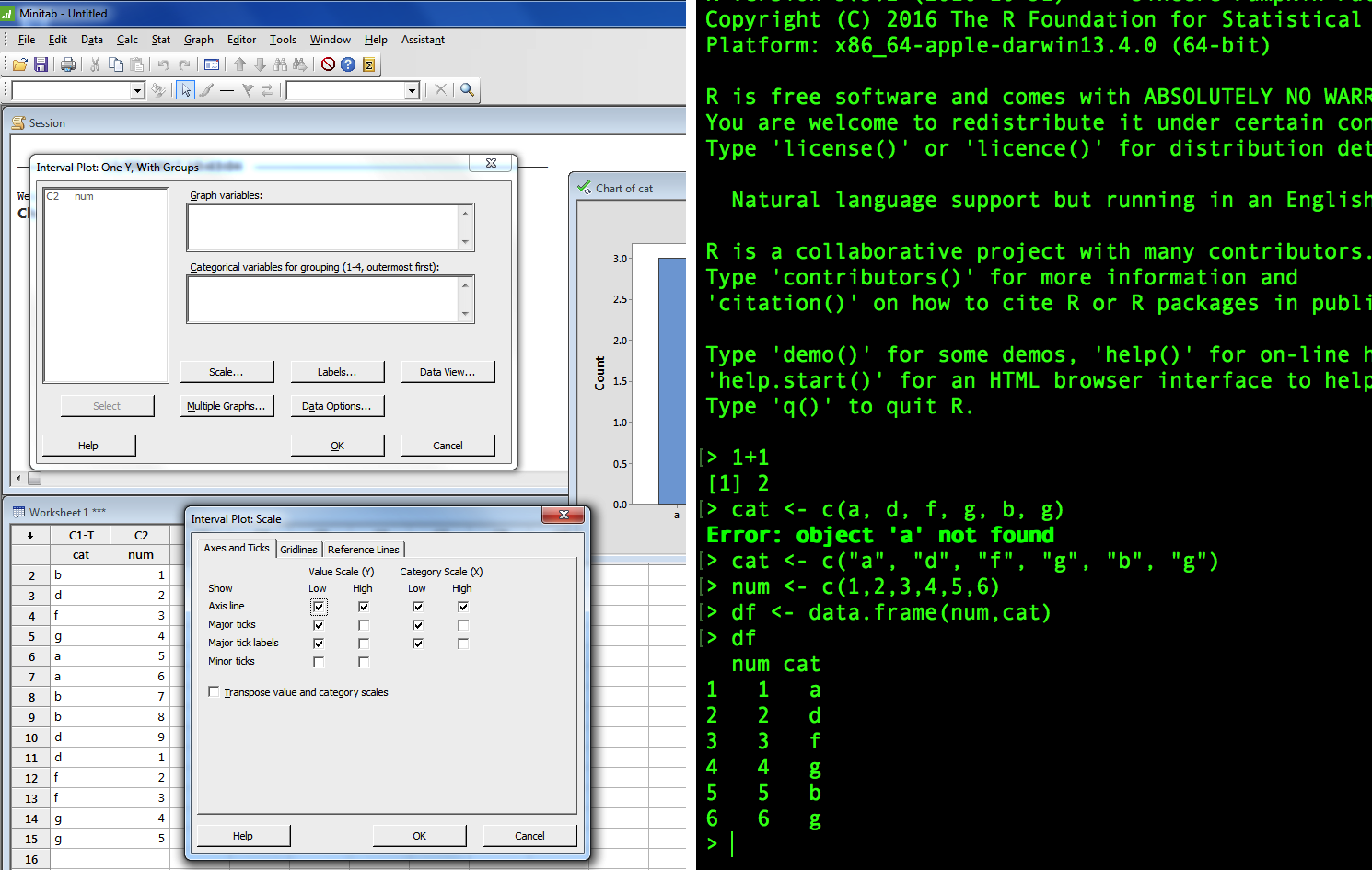 R terminal and GUI screenshot examples