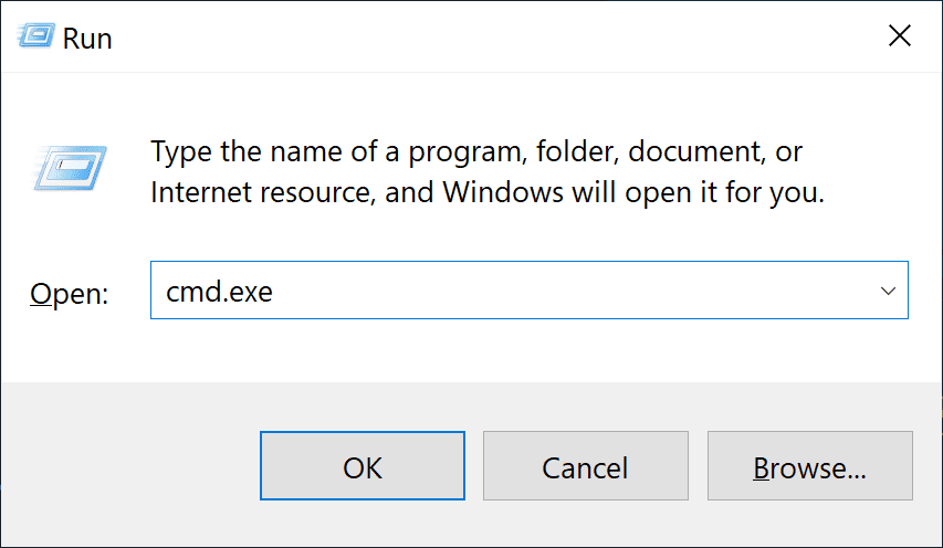 Run cmd.exe in Windows