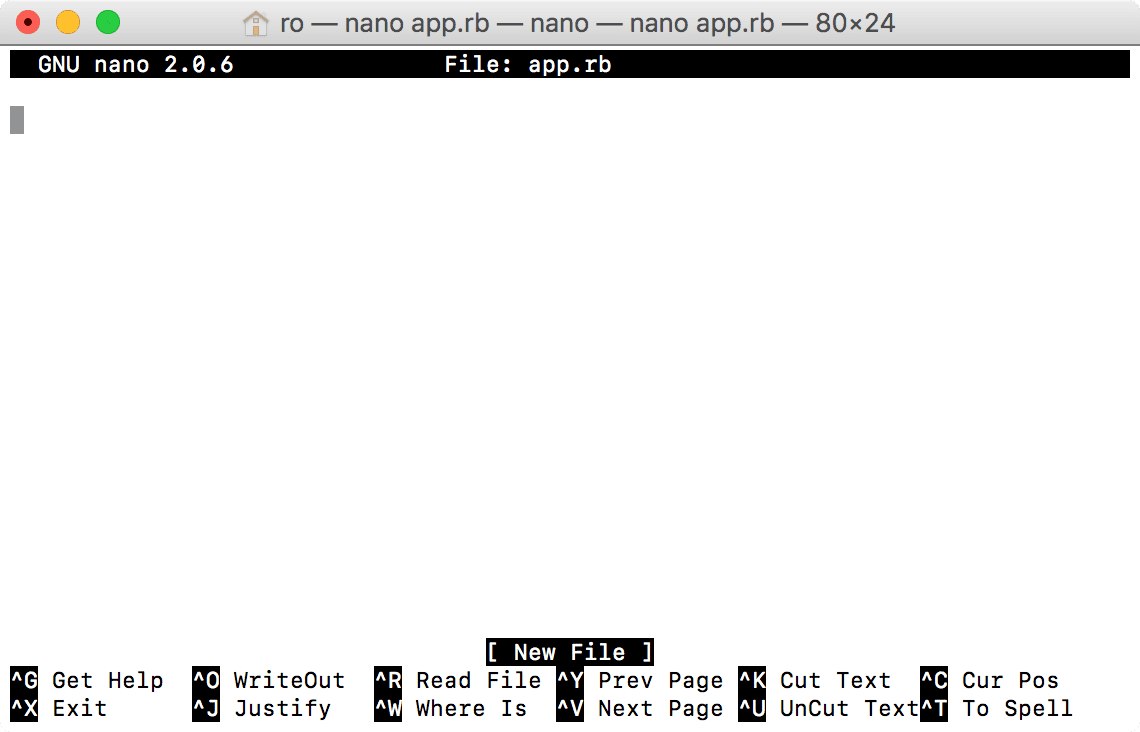 Nano editor, works right in your terminal