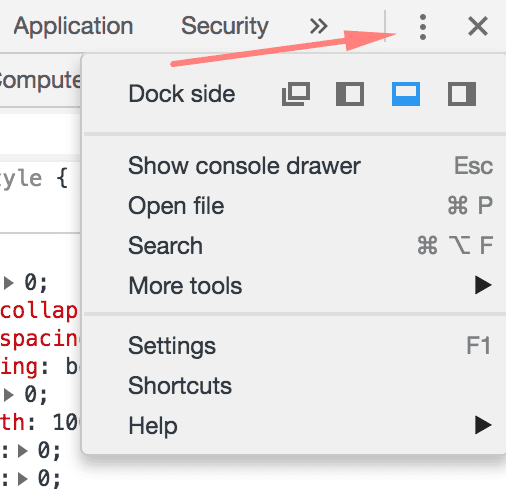 Chrome Developer Tools dock options