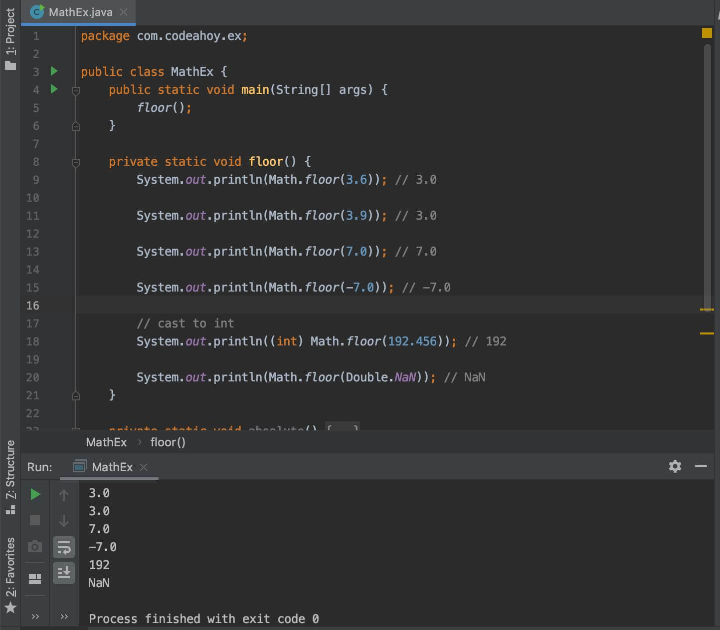 Math Floor Method In Java